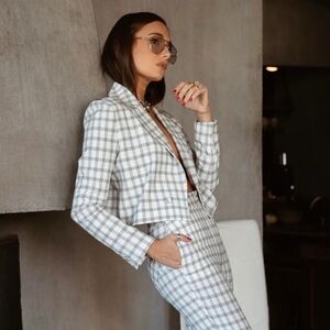 Danielle Bernstein Cropped Suit Jacket